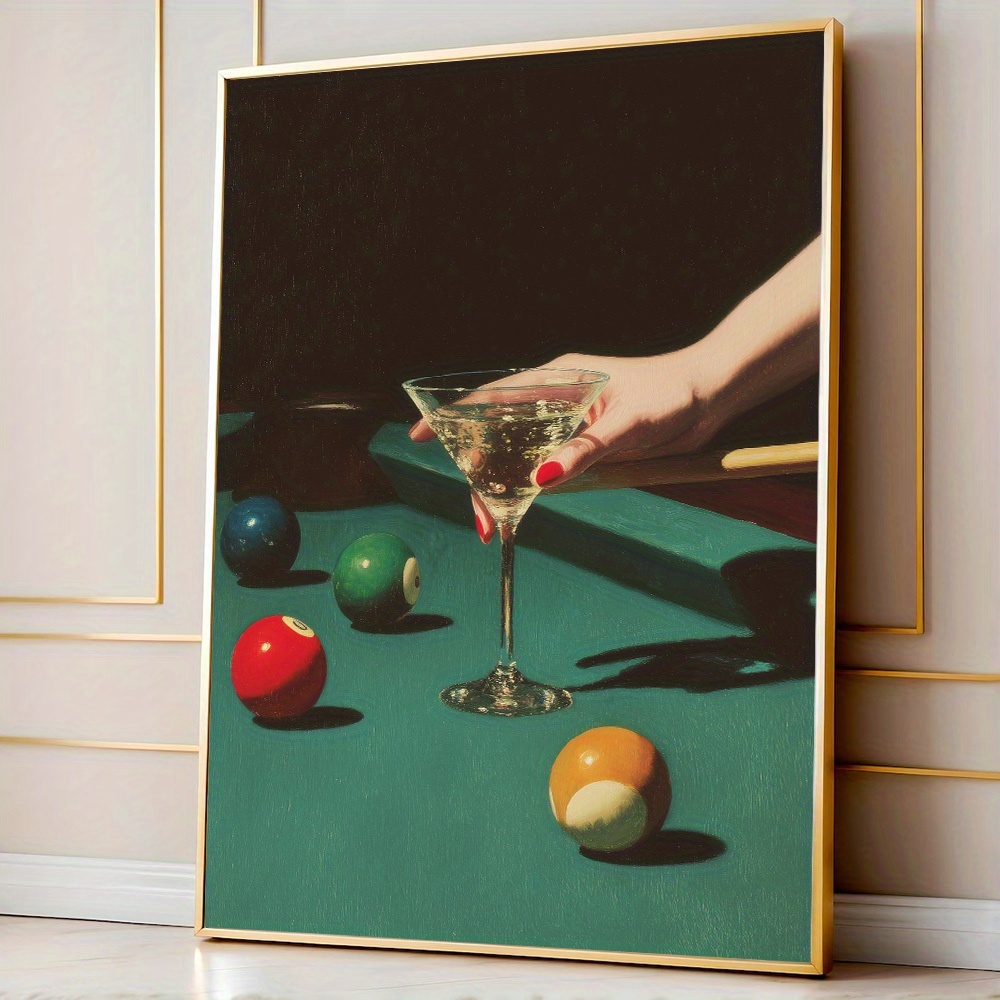 Home Office Furniture - 1pc Vintage Billiards Cocktail Poster, Frameless