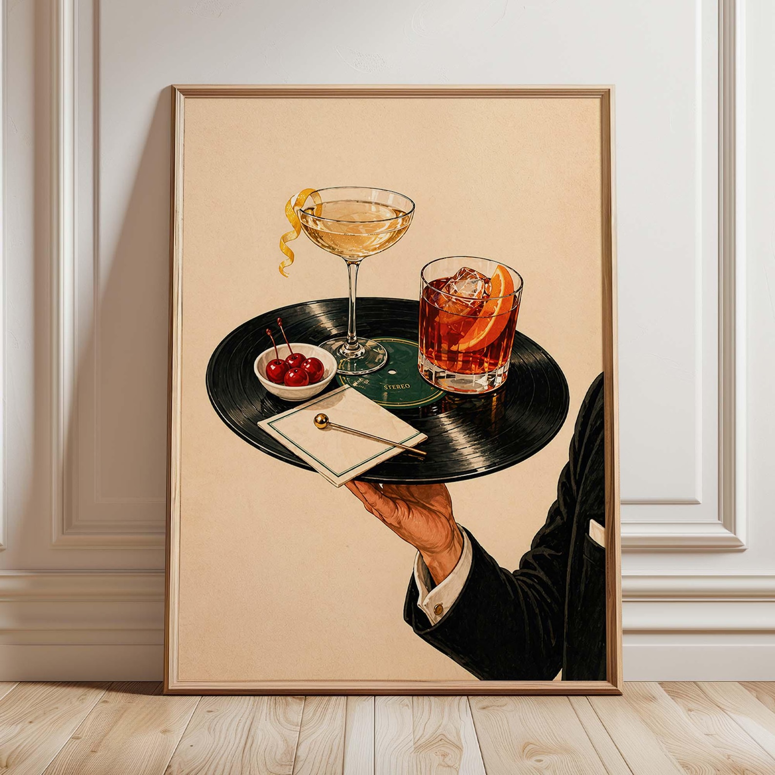 Home Office Furniture - Vintage Vinyl Record Cocktail Canvas Poster