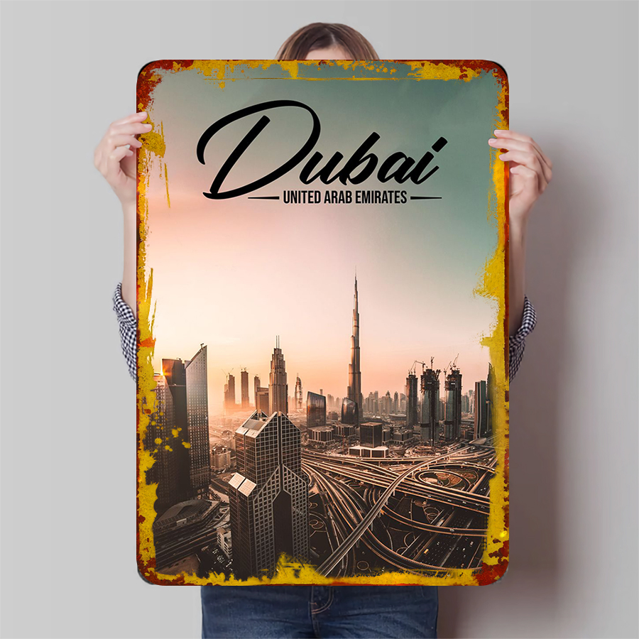 Home Office Dubai - Dubai Cityscape Metal Wall Art UAE