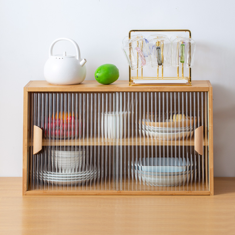 Desktop Organizer Bamboo - Japanese Style Solid Wood Kitchen Storage