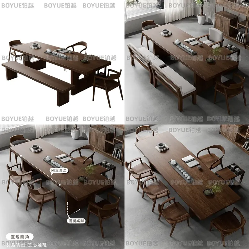 Home Office Login - Solid Walnut Wood Tea Table Set