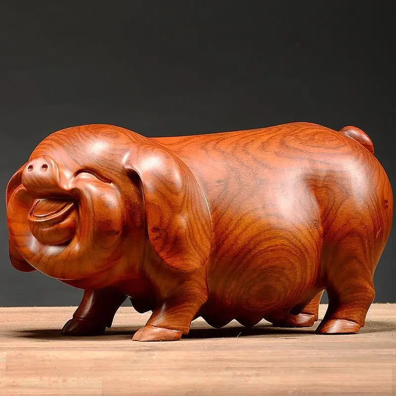 Home Office Feng Shui - Wooden Crafts Huanghuali Carving Handmade Pig