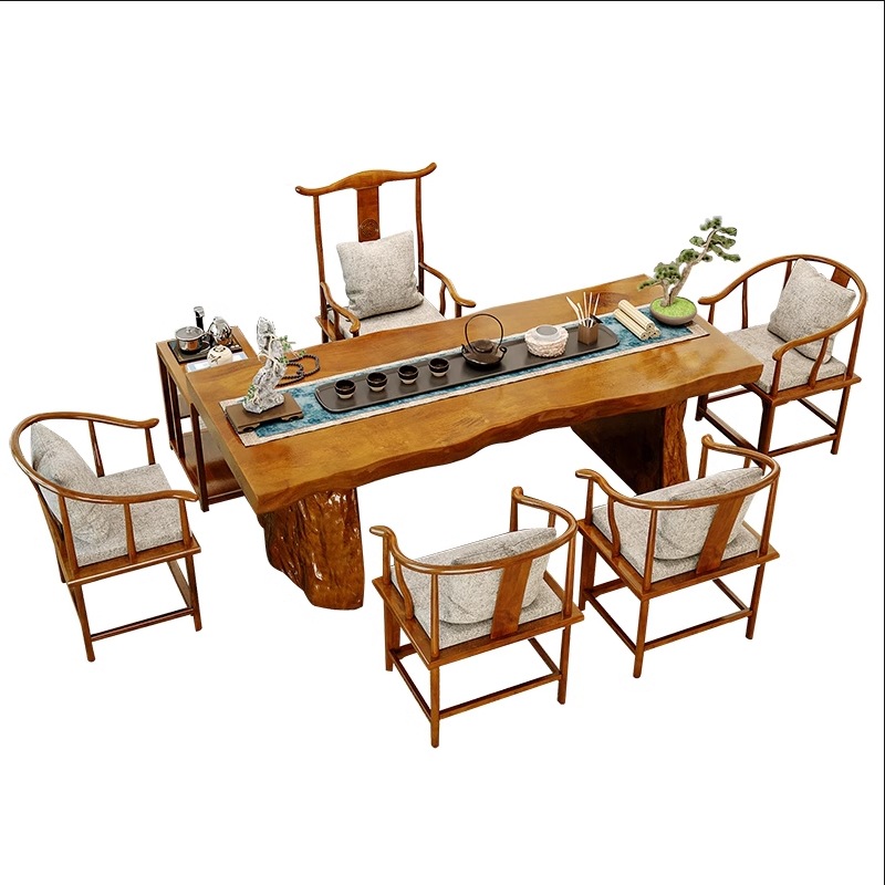 Home Office Login - New Chinese-style all-solid wood tea table,
