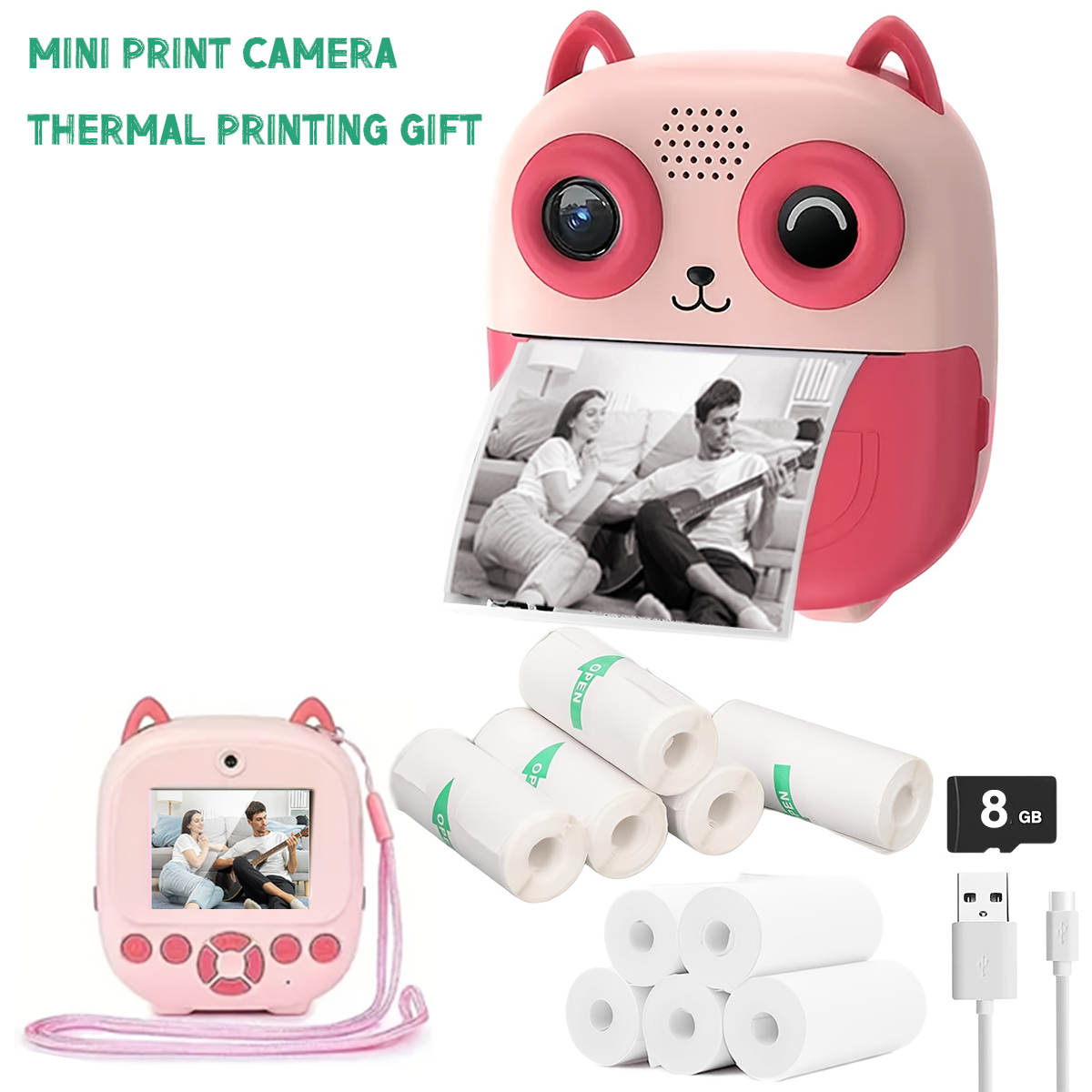 Webcam Hd 1080P - Cute Shape Instant Print Camera, 1080P