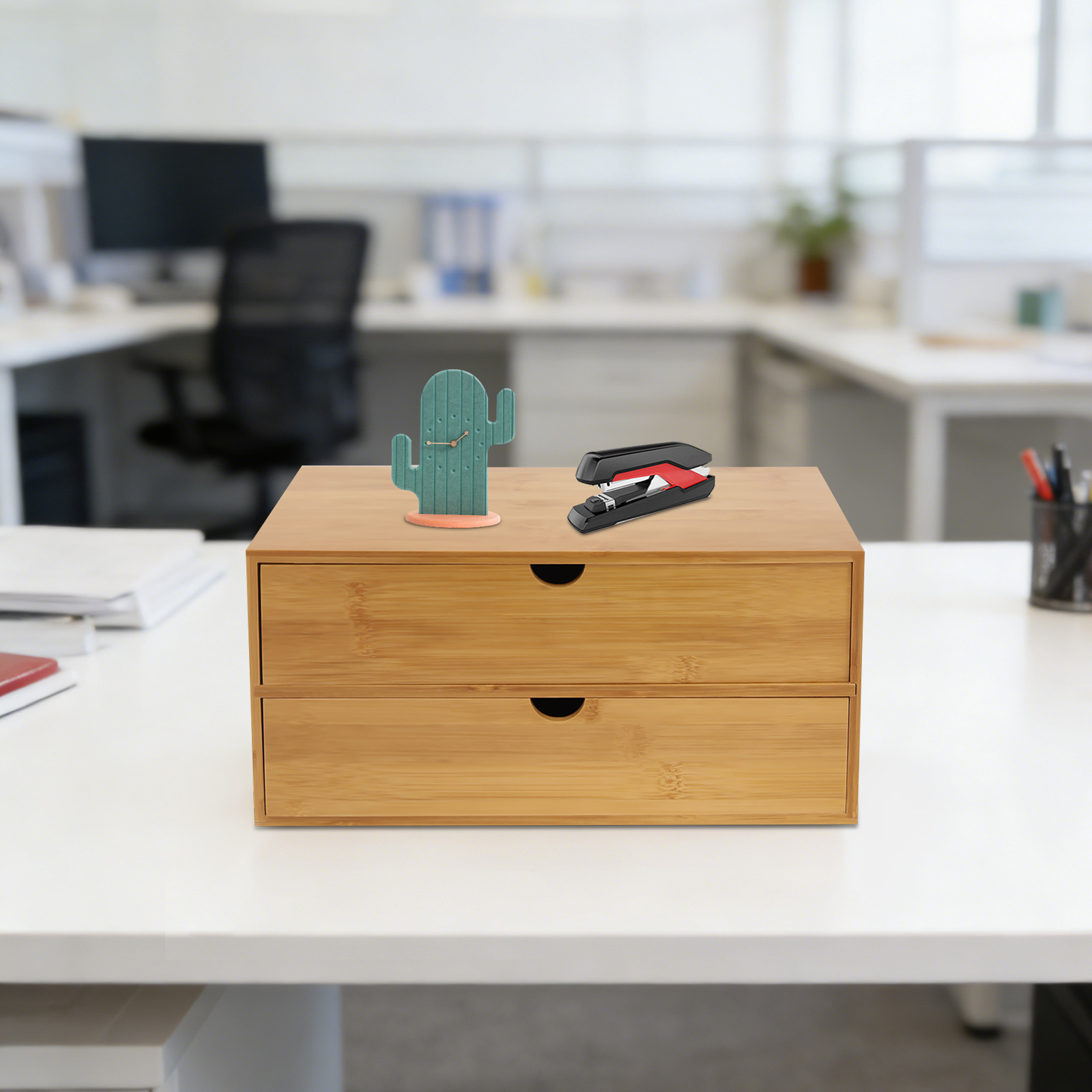 Desk Organizer, 2-Drawer Offic - Desktop Organizer Bamboo 评论和价格