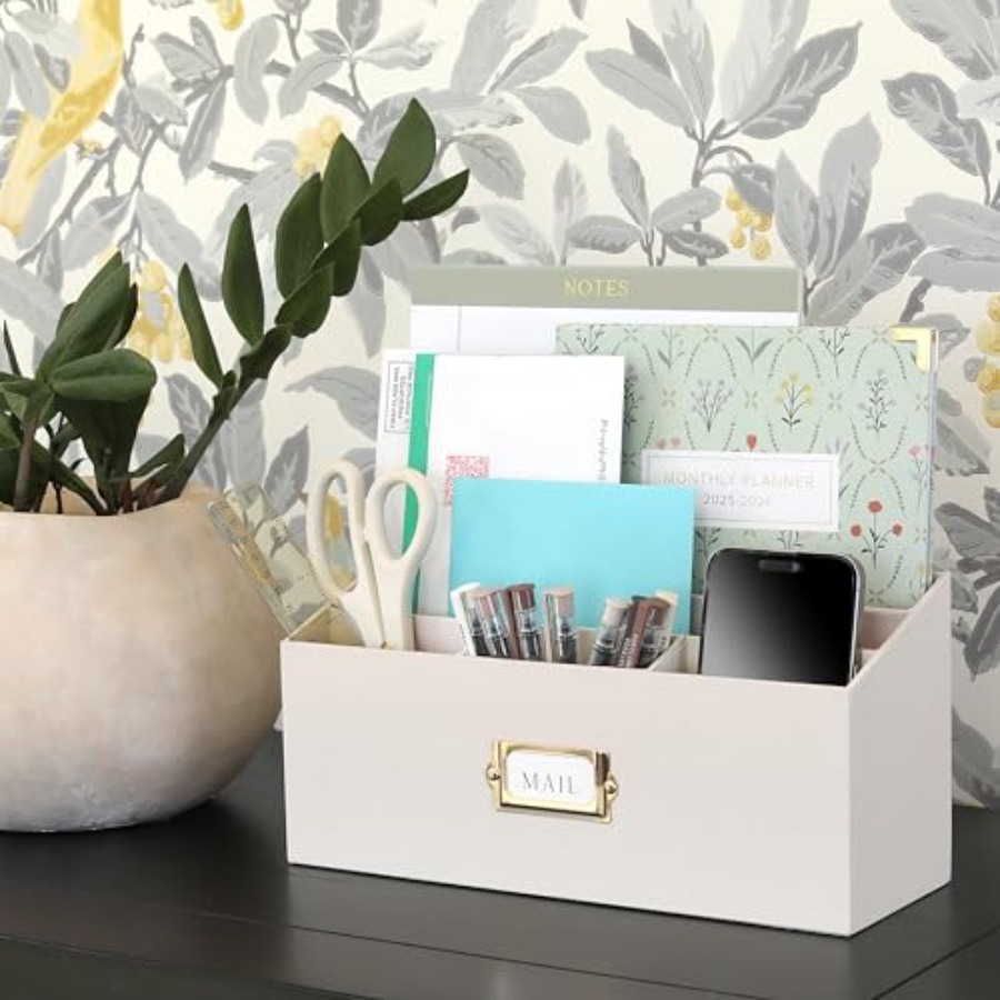 Stylish Linen Mail Organizer f - Desktop Organizer Bamboo 评论和价格