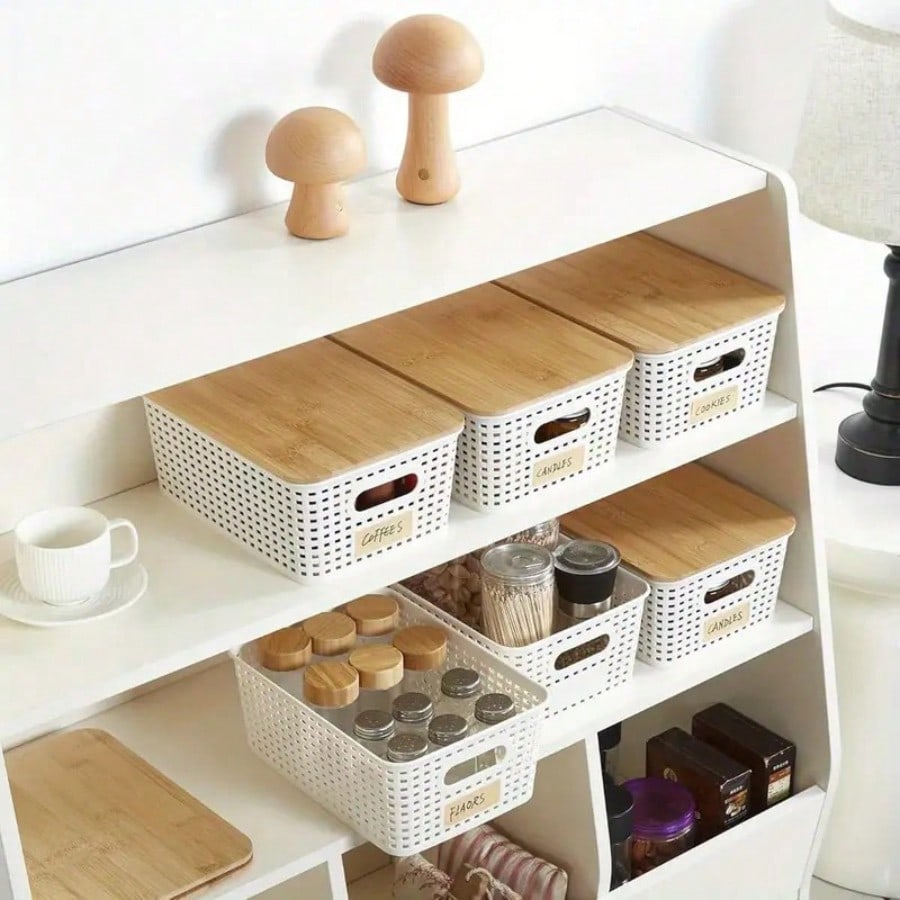 6 Pack Stackable Storage Bins  - Desktop Organizer Bamboo 评论和价格
