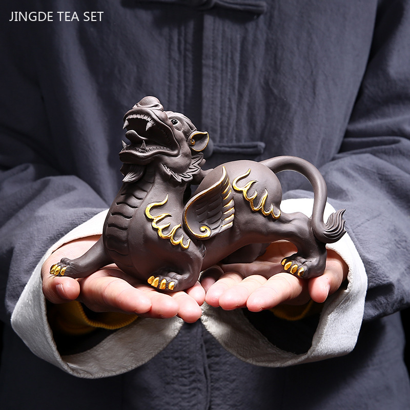 Purple Clay Pixiu Tea Pet Hand - Home Office Feng Shui 评论和价格