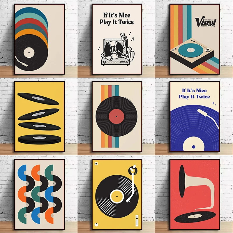 Mid Century Vinyl Record Canva - Home Office Furniture 评论和价格
