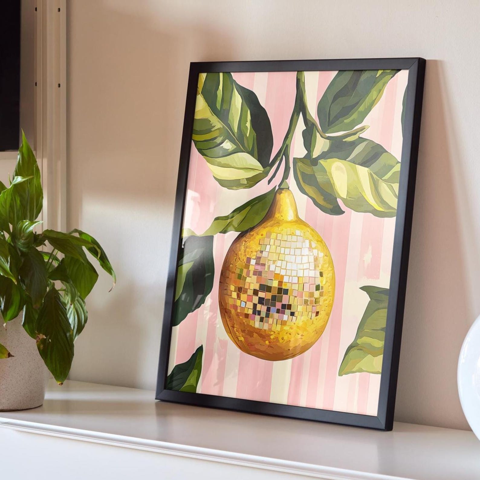 Retro Abstract Lemon Disco Bal - Home Office Furniture 评论和价格