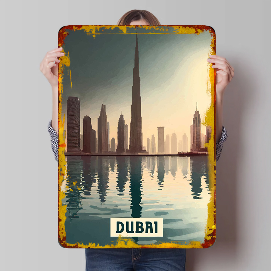 Dubai Skyline at Sunset Metal  - Home Office Dubai 评论和价格
