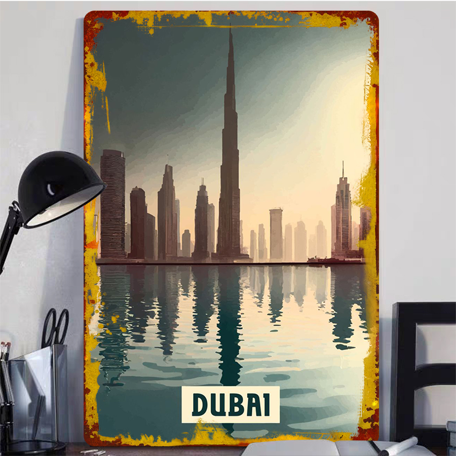Dubai Skyline at Sunset Metal  - Home Office Dubai 评论和价格