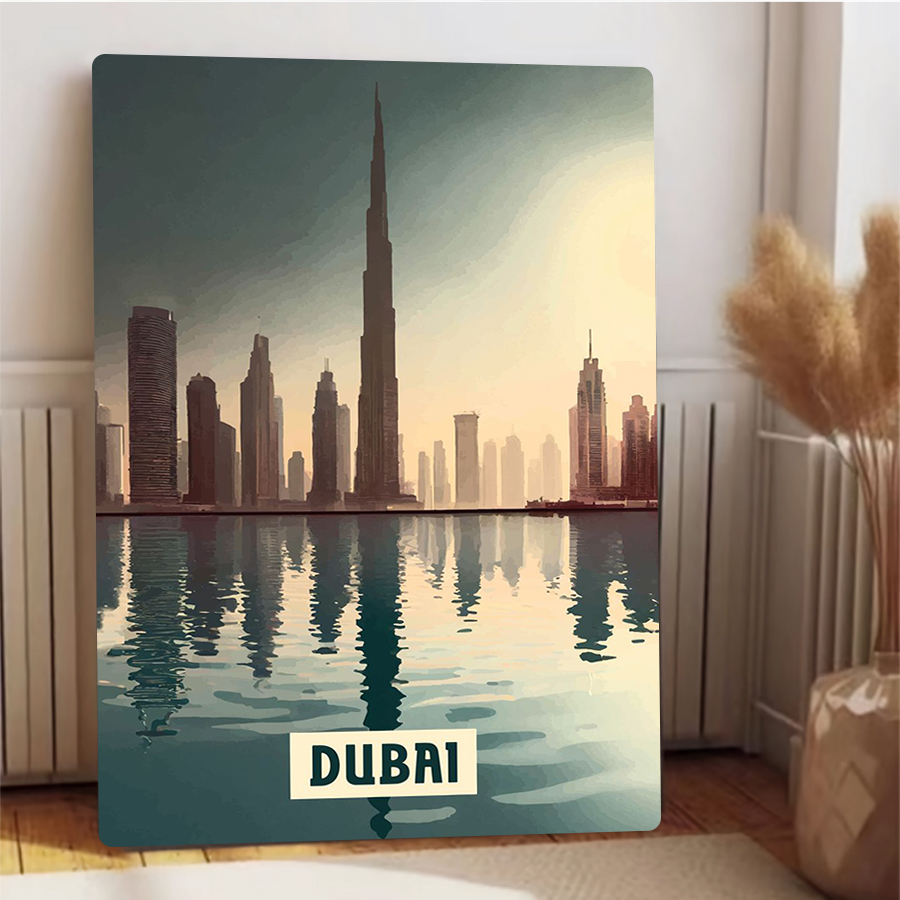Dubai Skyline at Sunset Metal  - Home Office Dubai 评论和价格
