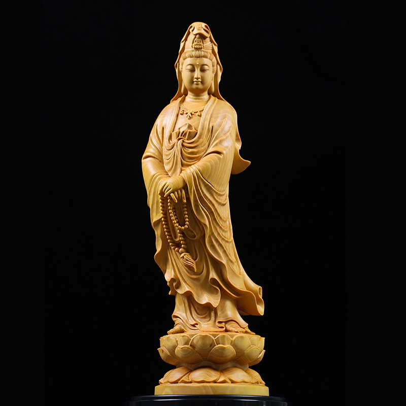 Natural Cypress Guanyin  Buddh - Home Office Feng Shui 评论和价格