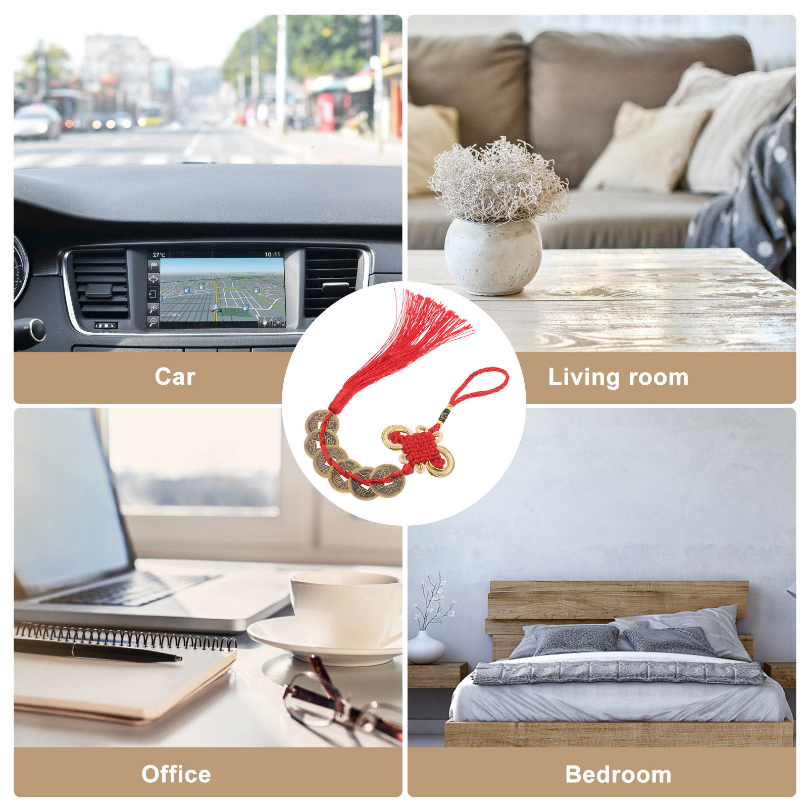 2Pcs Chinese Knot Pendant with - Home Office Feng Shui 评论和价格