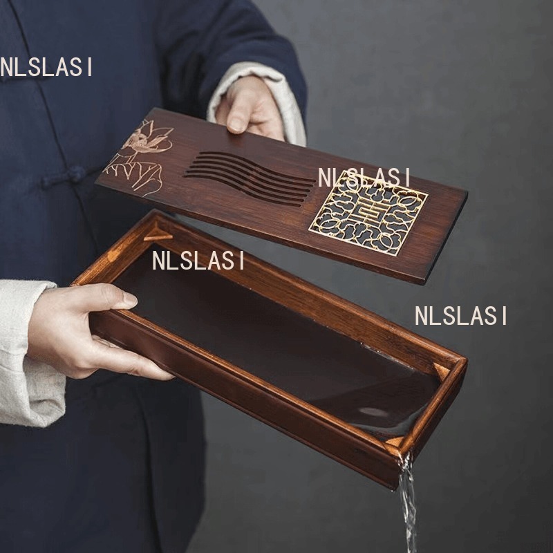 Lotus Bamboo Dry Soaking Plate - Desktop Organizer Bamboo 评论和价格