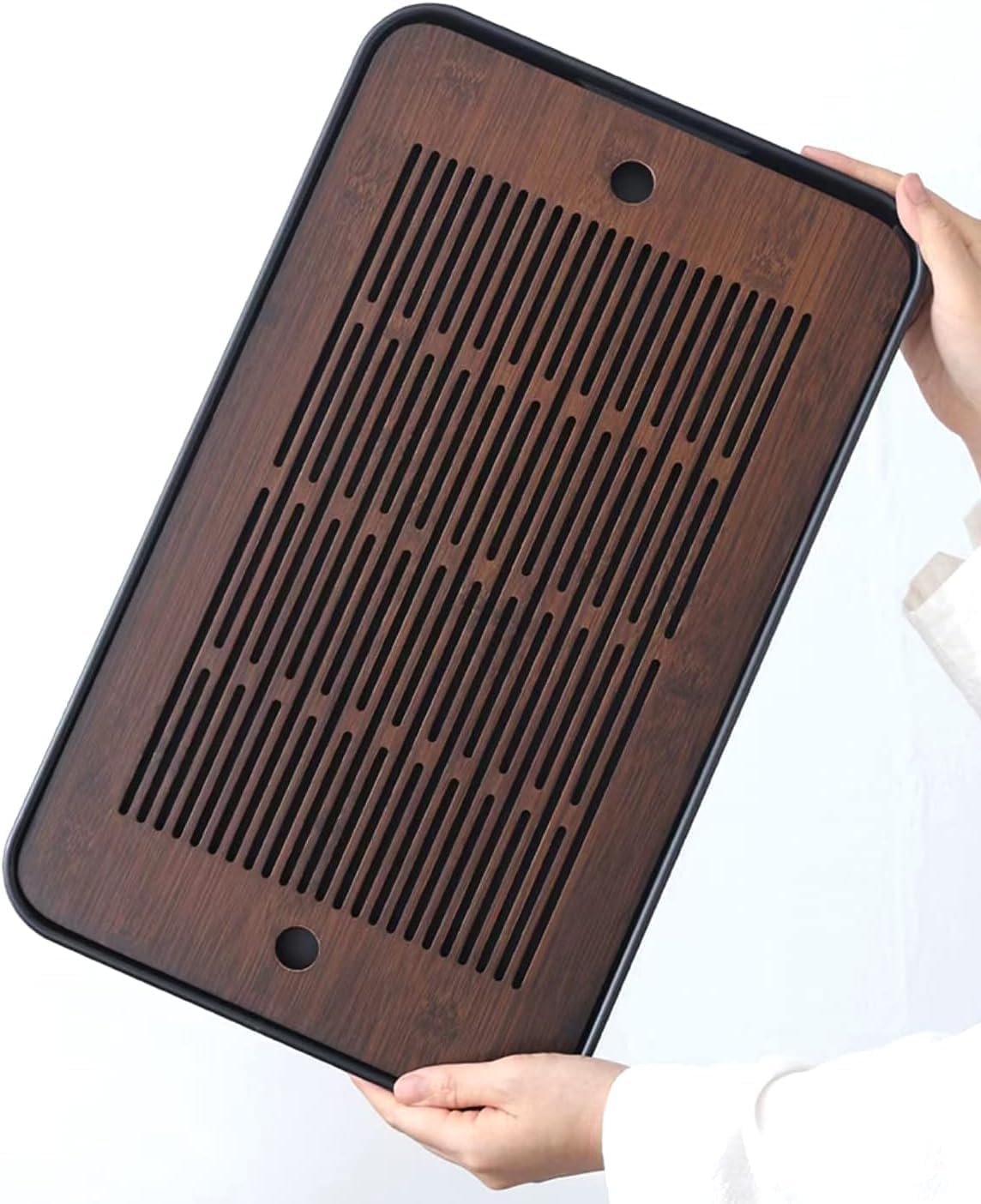 Natural Bamboo Tea Tray with H - Desktop Organizer Bamboo 评论和价格