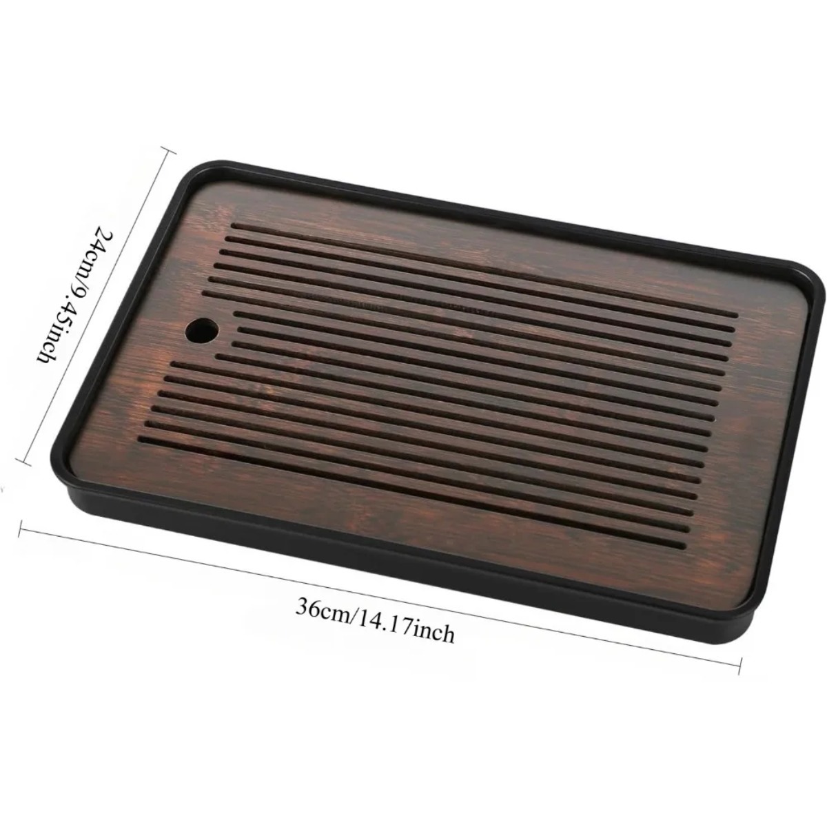 Natural Bamboo Tea Tray with H - Desktop Organizer Bamboo 评论和价格