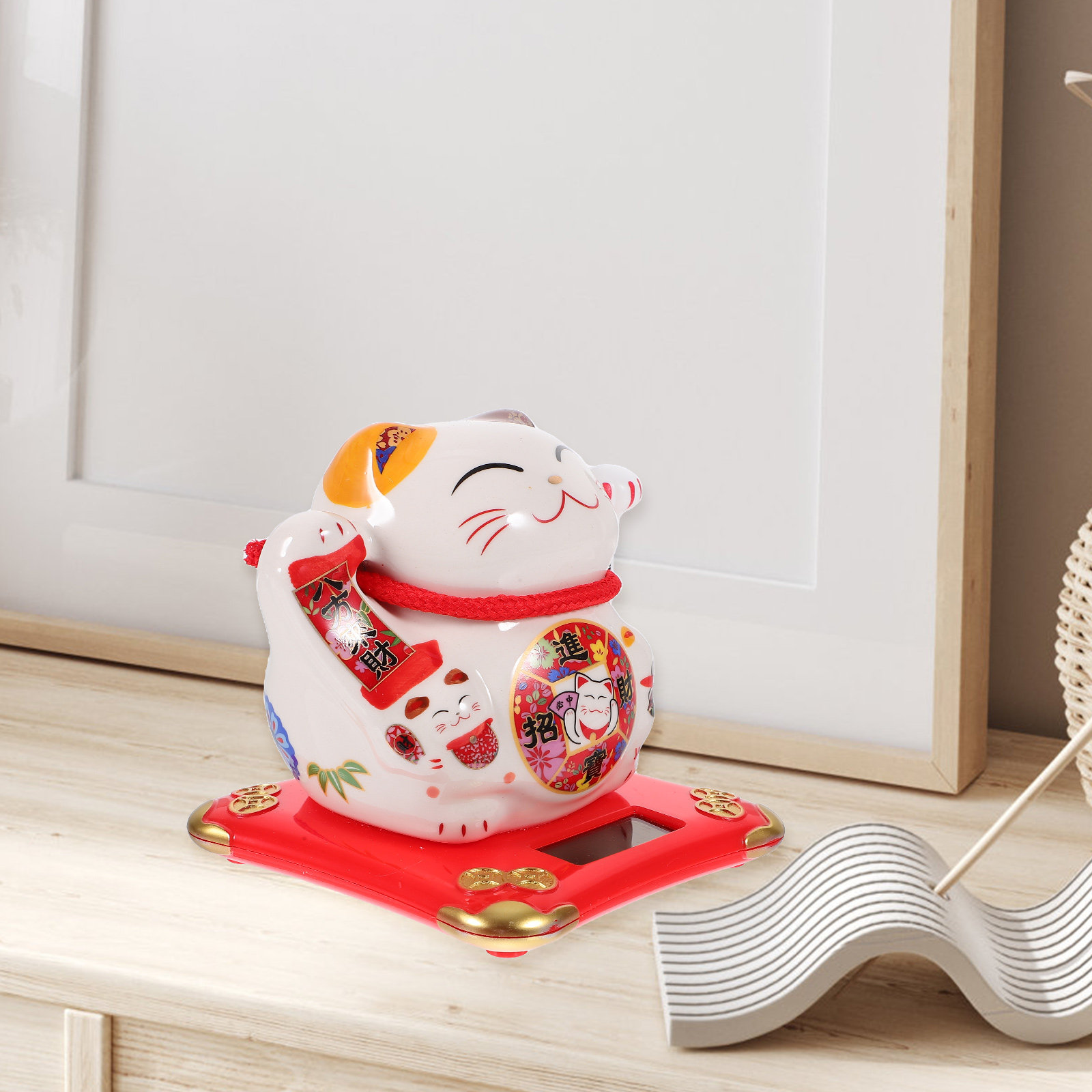 Solar Powered Cat Ornament wit - Home Office Feng Shui 评论和价格