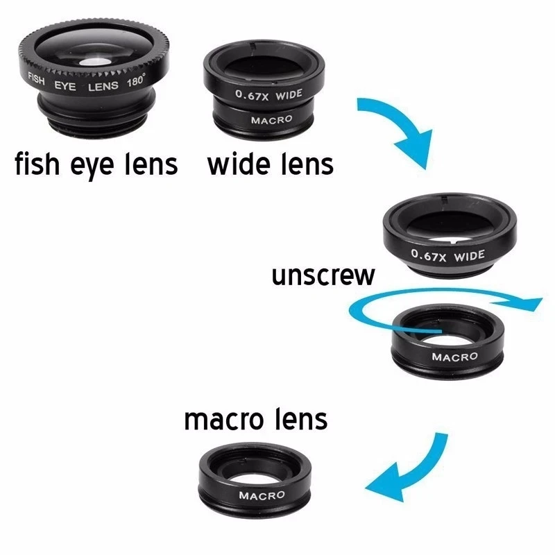 3in1 Fisheye Wide Angle Micro  - Home Office Zoom 评论和价格