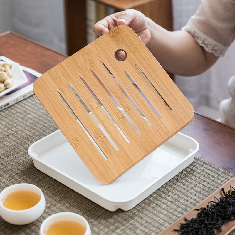 Bamboo Tea Tray Mini Bamboo Ch - Desktop Organizer Bamboo 评论和价格